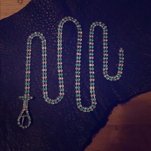 Blue and clear crystal belt